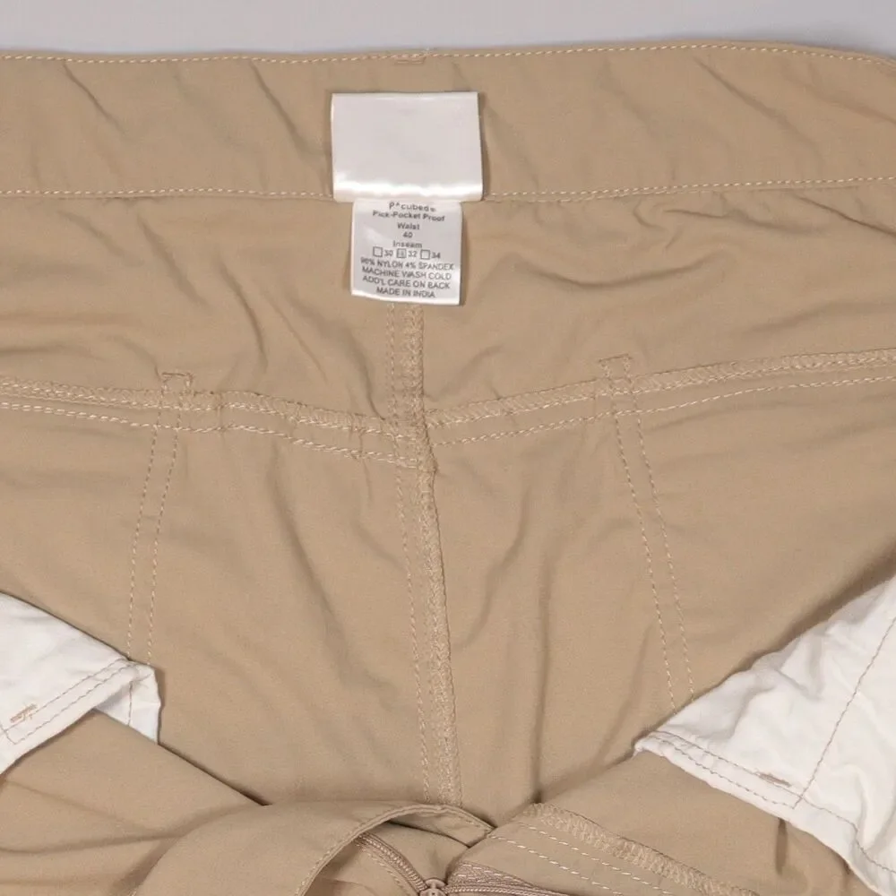 Clothing Arts Pants Mens 40x29 Beige Pick Pocket Proof  Explorer Travel Chino